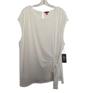 NWT Vince Camuto Ivory Short Sleeve Blouse with Side Tie
